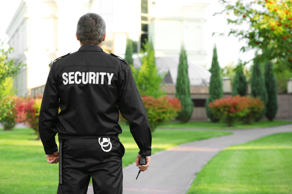 Male security guard in park